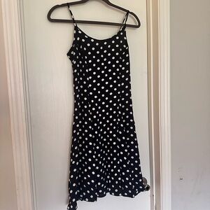 Laura Ashley Navy and White Polka Dot Slip Dress 100% Viscose